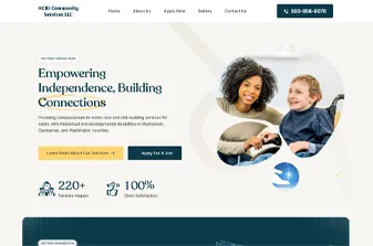 Vista previa de un sitio web de servicio comunitario