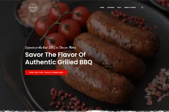 Vista previa de un sitio web para un restaurante de bbq